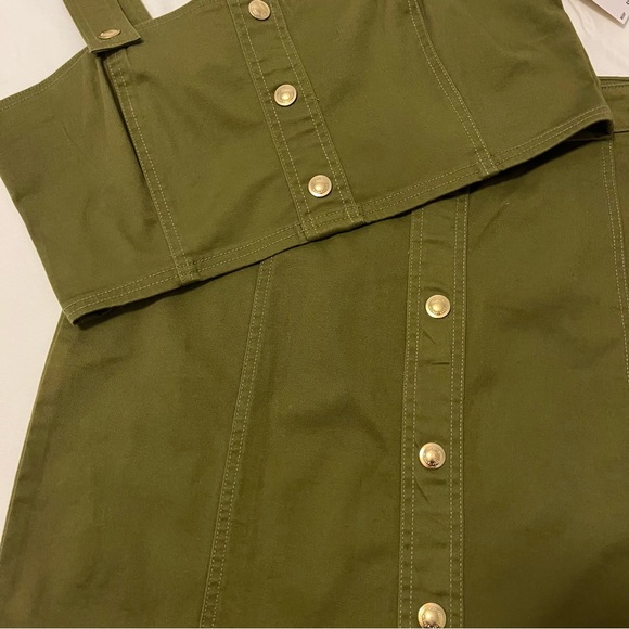 Michael Kors green button front skirt and crop top 2 piece set - Picture 2 of 10